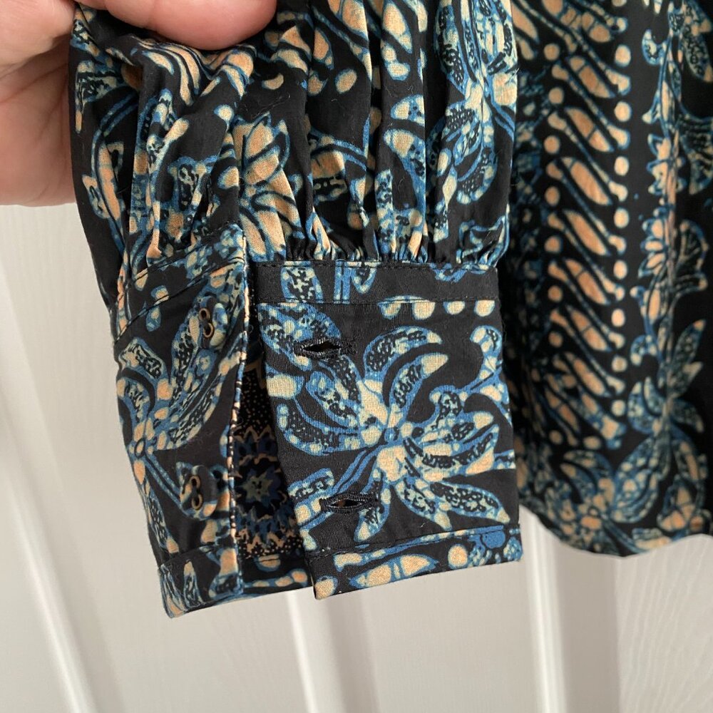 Ulla Johnson "Satima" Printed Cotton Blouse in Azure, size 2 - Picture 11 of 13